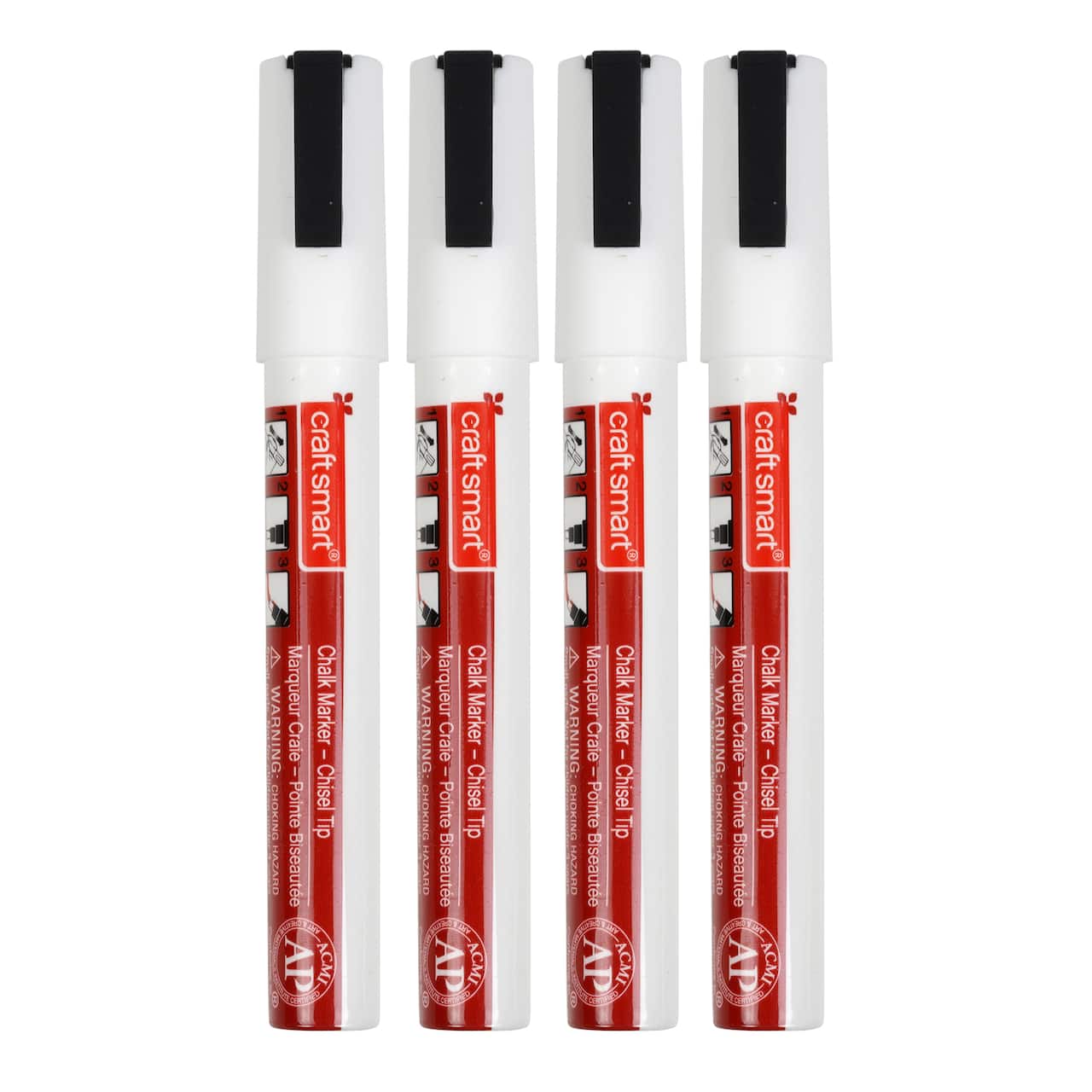 6 Packs: 4 ct. (24 total) White Chisel Tip Chalk Marker Set by Craft Smart®